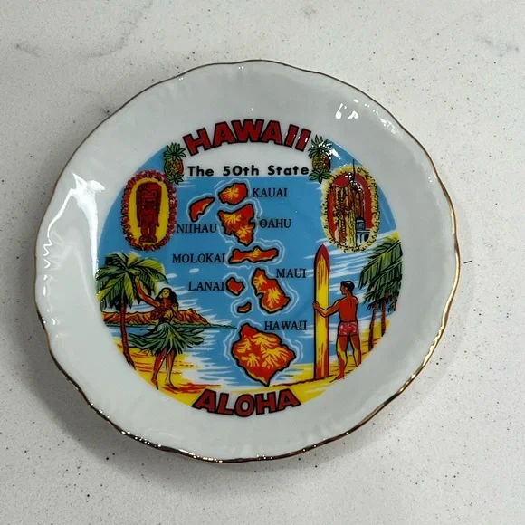 Vintage Hawaii Plate The 50th State Aloha Hawaii Souvenir Plate - Picture 2 of 5